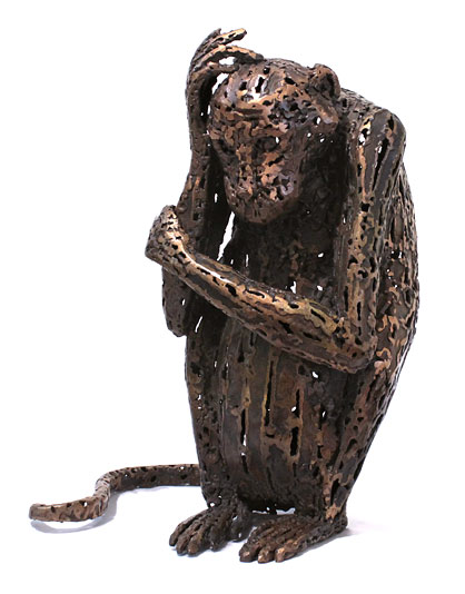Lucy Bucknall nz bronze sculptor, confused monkey
